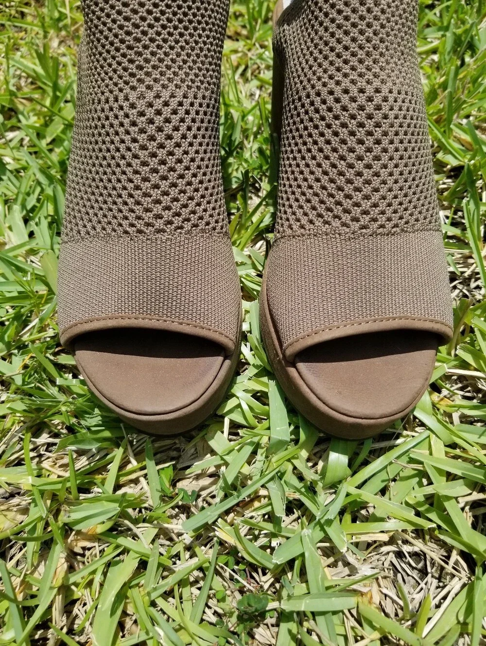 Eileen Fisher Brown Warrick Knit Wedge Sandal Booties Size 7.5